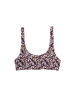 Bikinový top s vycpávkami, potiskem a oválným výstřihem