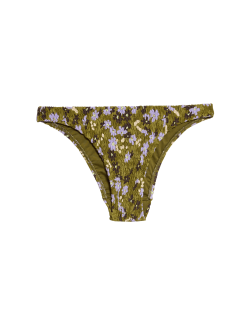 Spodní díl bikin s řasením a potiskem, vysoce střižený