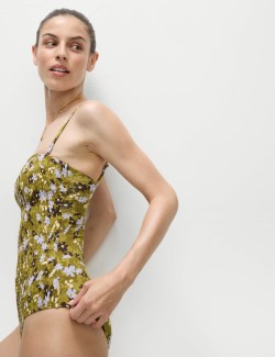 Květované plavky typu bandeau s řasením