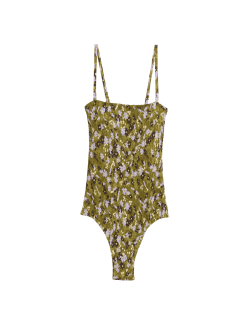 Květované plavky typu bandeau s řasením