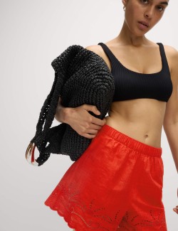 Plážové šortky z čisté bavlny s vystřižením