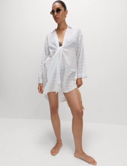 Volná plážová košile z čisté bavlny