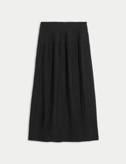 Kolová texturovaná mačkaná midaxi sukně