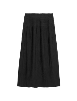 Kolová texturovaná mačkaná midaxi sukně