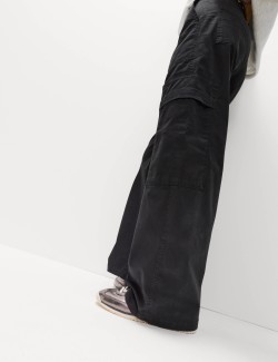 Kapsáčové kalhoty se širokými nohavicemi, s vysokým podílem bavlny