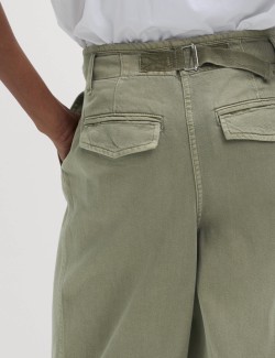 Mačkané kalhoty širokou nohavicí s vysokým podílem bavlny