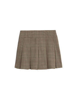 Mini kostkovaná skládaná sukně (6-16 let)