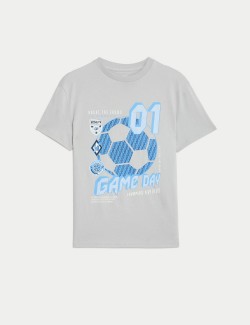 Pure Cotton Football Graphic T-Shirt (6-16 Yrs)