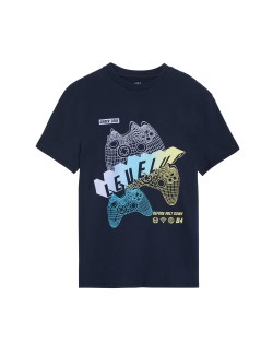 Pure Cotton Gaming Print T-Shirt  (6-16 Yrs)
