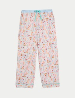 Pyžamové kalhoty z čisté bavlny s květinovým motivem
