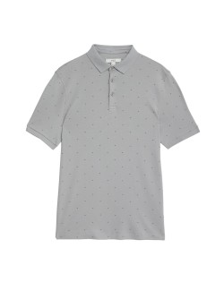 Pure Cotton Geometric Print Polo Shirt