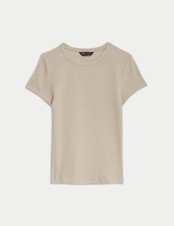 Žebrované tričko úzkého střihu, s vysokým podílem bavlny