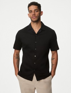 Pure Cotton Cuban Collar Jersey Shirt