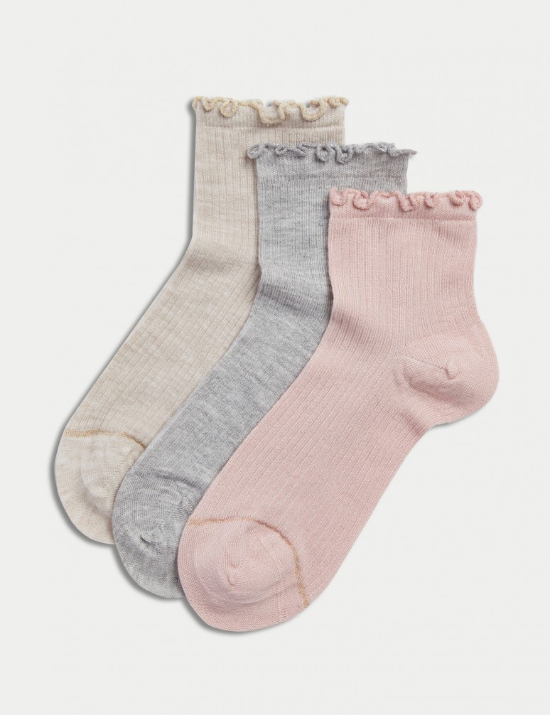 Žebrované kotníkové ponožky Sumptuously Soft™, sada 3 párů