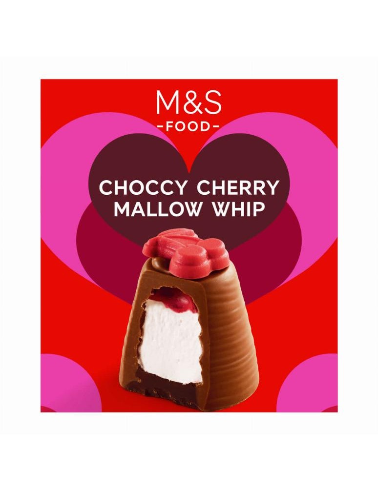 Cukrovinka z mléčné čokolády na základu z hořké čokolády plněná pěnou s višňovou příchutí (13 %) a omáčkou s višňovou příchutí (