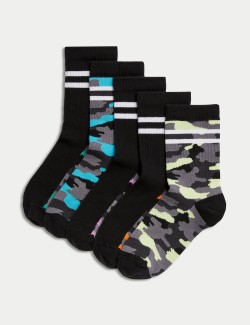 Maskáčové ponožky s vysokým podílem bavlny, sada 5 párů (6 malé – 7 velké)