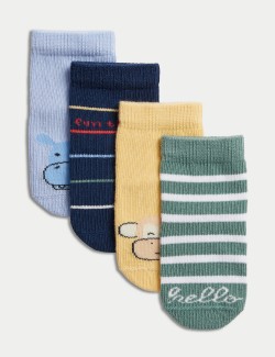 Balení 4 párů vzorovaných ponožek s vysokým podílem bavlny (0–3 roky)