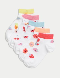 Nízké ponožky Trainer Liners™ s vysokým podílem bavlny a motivem ovoce, sada 5 párů