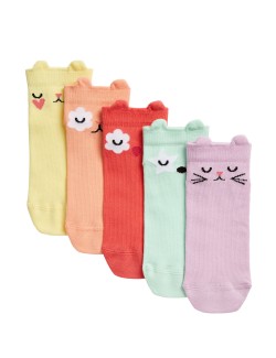 Ponožky Trainer Liners™ se zvířecím motivem a vysokým podílem bavlny, sada 5 párů (6 malé – 7 velké)