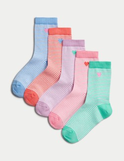 5pk Cotton Rich Striped Socks (6 Small - 7 Large)