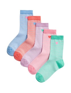 Proužkované ponožky s vysokým podílem bavlny, sada 5 párů (6 malé – 7 velké)