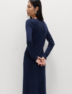 Cotton Rich Jersey Sparkly Midi Column Dress