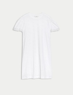 Noční košile s výšivkou z čisté bavlny