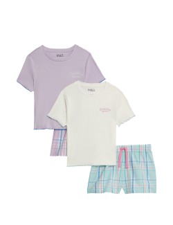 2pk Cotton Rich Check Pyjama Sets (6-16 Years)