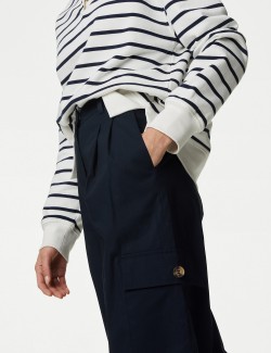 Kapsáčové kalhoty s vysokým pasem a s vysokým podílem bavlny