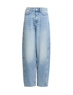 High Waisted Carrot Leg Ankle Grazer Jeans