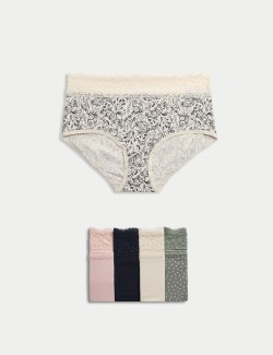 5pk Cotton Rich Printed High Rise Shorts