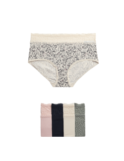 5pk Cotton Rich Printed High Rise Shorts