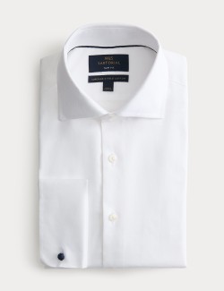 Keprová košile úzkého střihu z luxusní bavlny s dvojitou manžetou