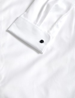 Keprová košile úzkého střihu z luxusní bavlny s dvojitou manžetou