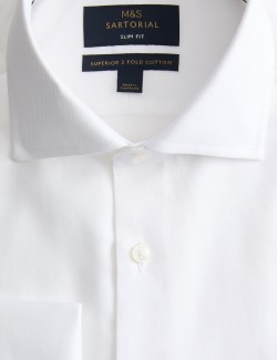 Keprová košile úzkého střihu z luxusní bavlny s dvojitou manžetou