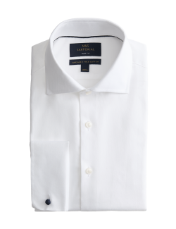 Keprová košile úzkého střihu z luxusní bavlny s dvojitou manžetou