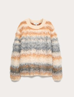Striped Crew Neck Relaxed Jumper with Wool