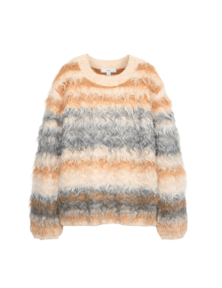 Striped Crew Neck Relaxed Jumper with Wool