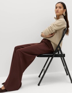 Krepové kalhoty se širokými nohavicemi a elastickým pasem