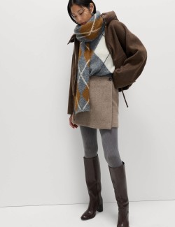 Kartáčovaná mini zavinovací sukně s vlnou