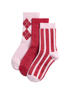 3pk Cotton Rich Sparkly Socks (6 Small - 7 Large)