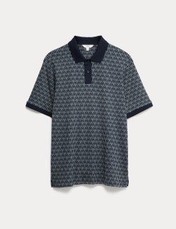 Pure Cotton Geometric Print Polo