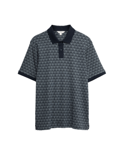 Pure Cotton Geometric Print Polo