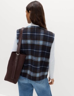 Wool Blend Checked Button Through Gilet