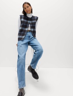 Wool Blend Checked Button Through Gilet