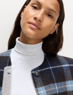 Wool Blend Checked Button Through Gilet