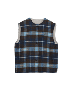 Wool Blend Checked Button Through Gilet