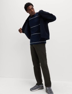 Pruhované volné tričko ke krku z čisté bavlny