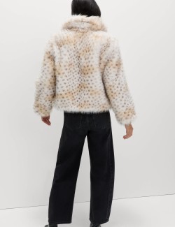 Snow Leopard Faux Fur Short Jacket