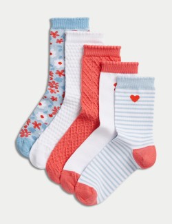 Ponožky v různém provedení, s vysokým podílem bavlny, sada 5 párů (6 malé – 7 velké)